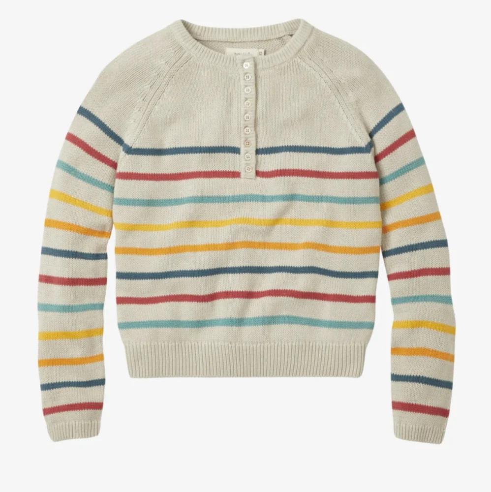 Cream Striped Crew Neck Sweater for Casual Style - Picture 2 of 10